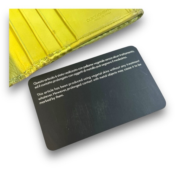 DOLCE & GABBANA🎈SALE Lime Green Genuine Reptile Wallet Silver Tone Logo Closure - Picture 8 of 17